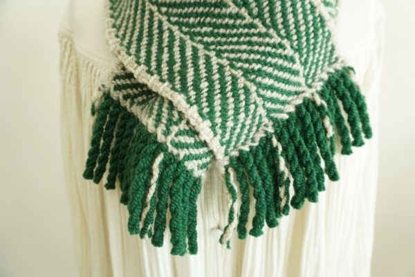 再販　ちびマフラー　緑×ナチュラルカラーベージュ